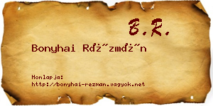 Bonyhai Rézmán névjegykártya